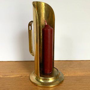 VTG Brass Candle Holder Chamberstick Sconce Colonial Primitive Farmhouse